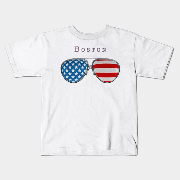 USA GLASSES BOSTON Kids T-Shirt by SAMELVES